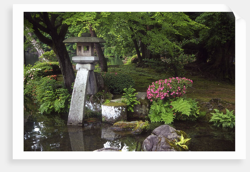 View of lamp in Kenrokuen Garden, Kanazawa, Ishikawa Prefecture, Chubu Region, Honshu, Japan by Anonymous