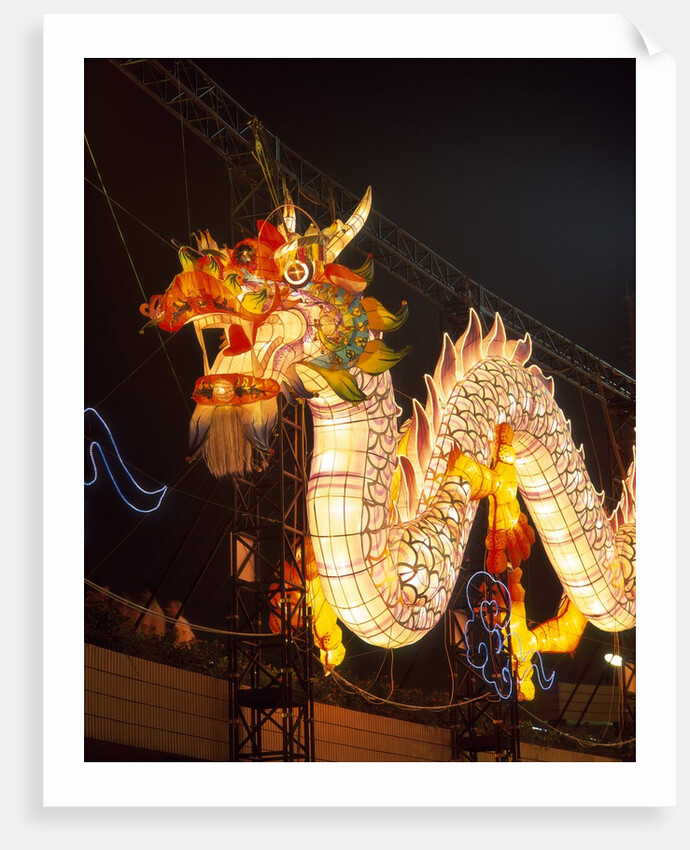 Illuminated Chinese Dragon on New Year's Eve, Hong Kong, China by Anonymous