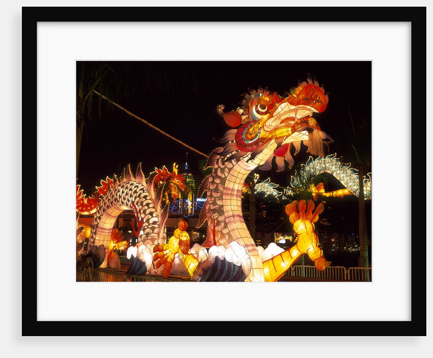 Illuminated Chinese Dragon on New Year's Eve, Hong Kong, China by Anonymous