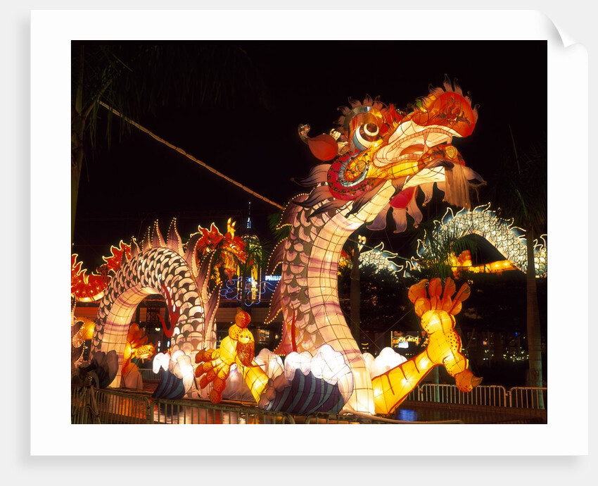 Illuminated Chinese Dragon on New Year's Eve, Hong Kong, China by Anonymous