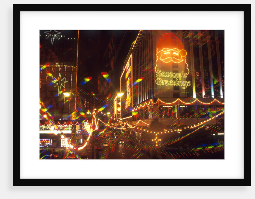 View of Christmas decorations, Kowloon, Hong Kong, China by Anonymous