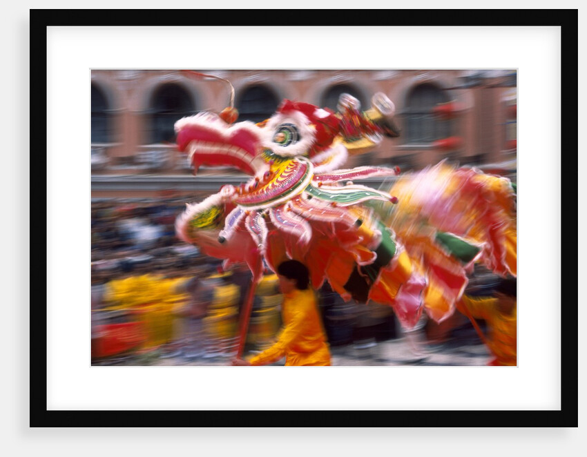 Chinese Dragon dancing on New Year's Eve, Macau, China by Anonymous