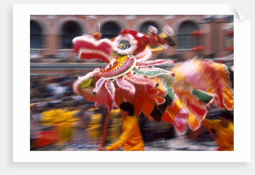 Chinese Dragon dancing on New Year's Eve, Macau, China by Anonymous