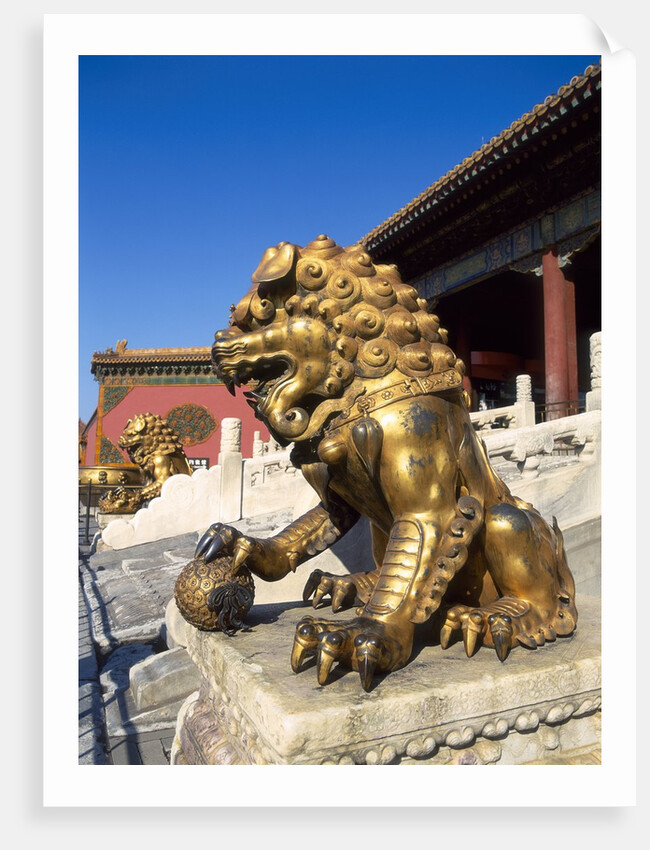 Guardian Lion at Forbidden City on Tiananmen Square, Imperial Palace, Beijing, Dongcheng District, China by Anonymous