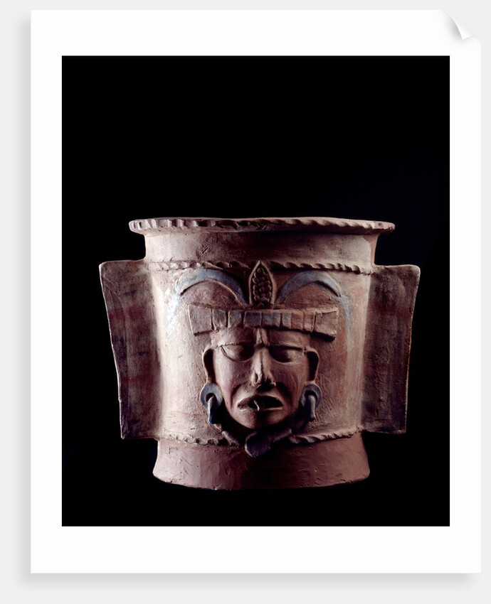 Funeral urn decorated with a human face by Anonymous