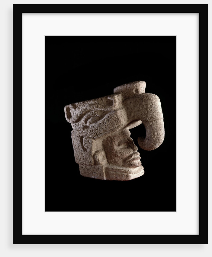 Human head emerging from the mouth of a zoomorphic god by Anonymous
