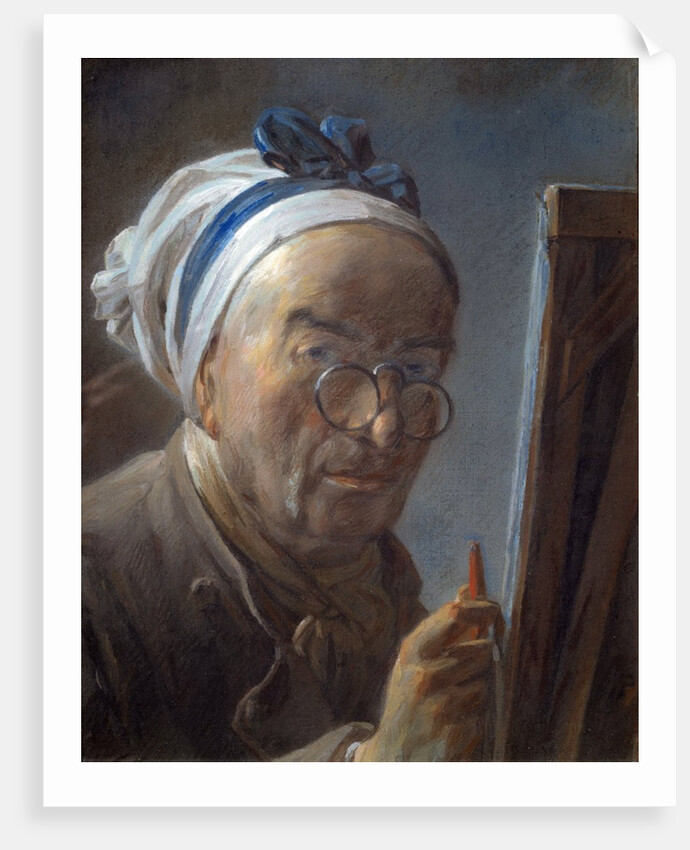 Self Portrait with an Easel by Jean-Baptiste-Simeon Chardin