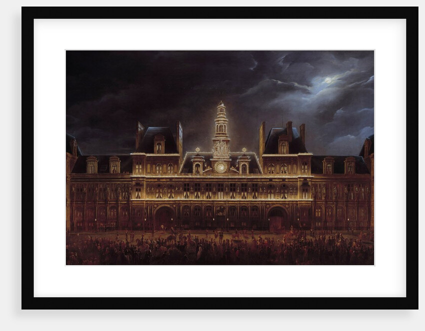 Illuminations at the Paris City Hall in honour of King's day by Auguste Jean Simon Roux