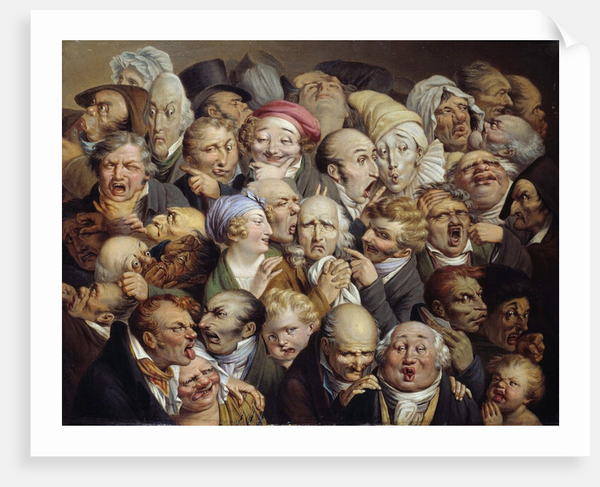 Reunion of 35 facial expressions by Louis Leopold Boilly