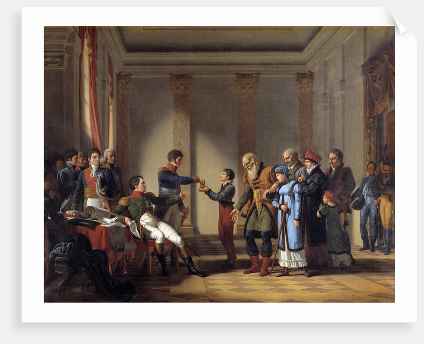 Benevolent act of the Emperor Napoleon I during the Polish camp by Jean Charles Tardieu