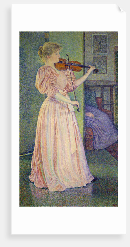 Portrait of Irma Sethe playing violin by Theo van Rysselberghe