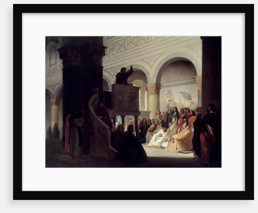 Savonarola preaching in San Miniato, Florence by Hippolyte Flandrin