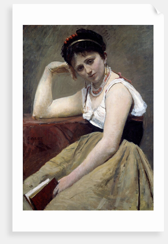 Interrupted reading by Jean Baptiste Camille Corot