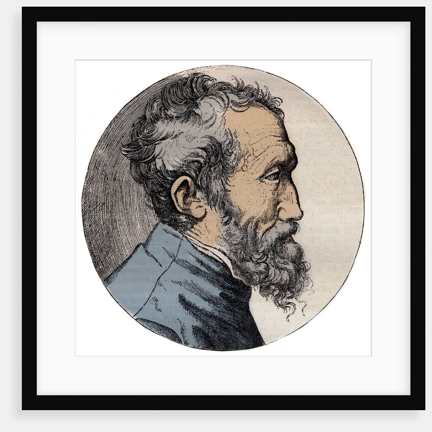 Profile Engraving of Michelangelo Buonarroti italian sculptor by Anonymous