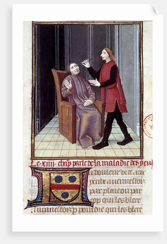 A physician performing surgery on the eye of his patient by Anonymous