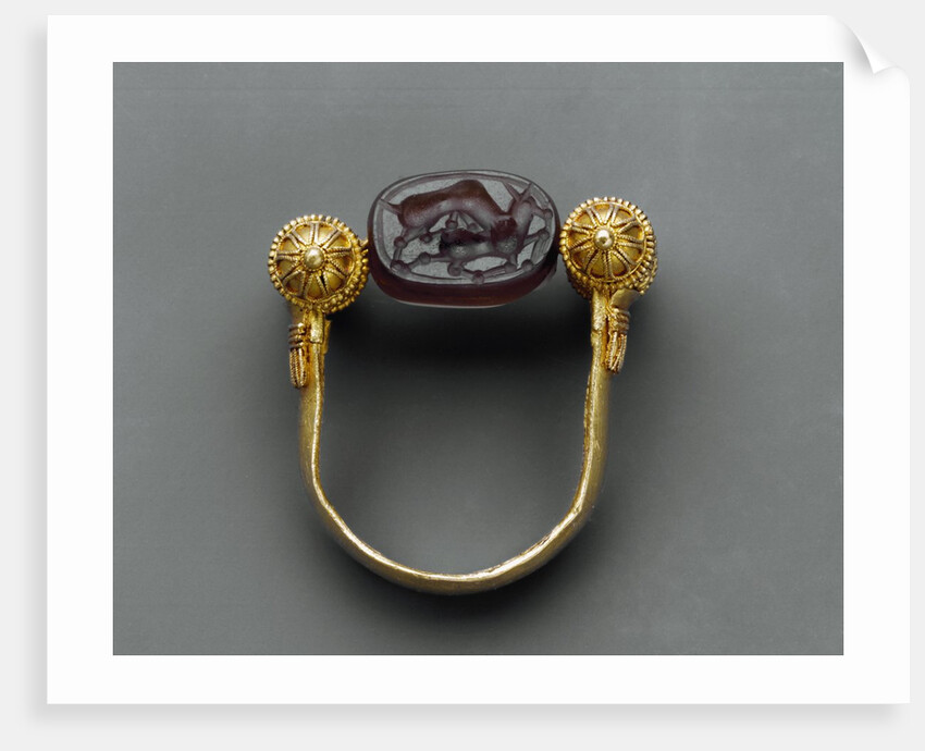 Ring with scene of a lion devouring a deer, 4th century BC by Anonymous