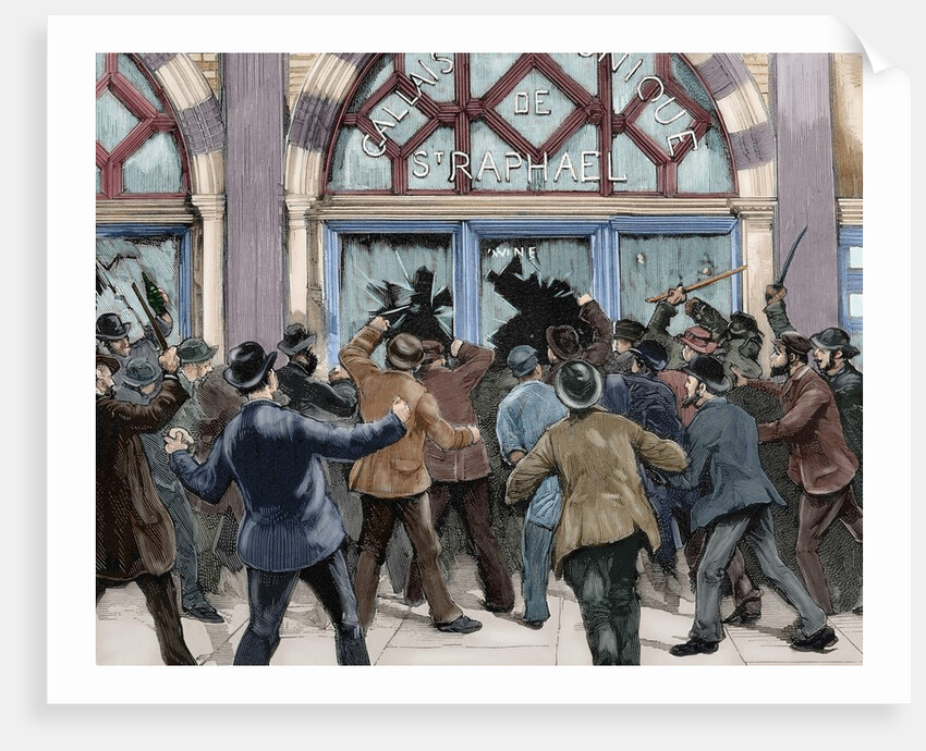 London. Picadilly. Socialist agitation. February 8, 1886. Engraving. Colored. by Anonymous