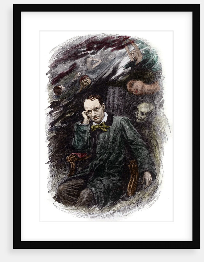 Portrait of french poet Charles Baudelaire surrounded by ghosts by Anonymous
