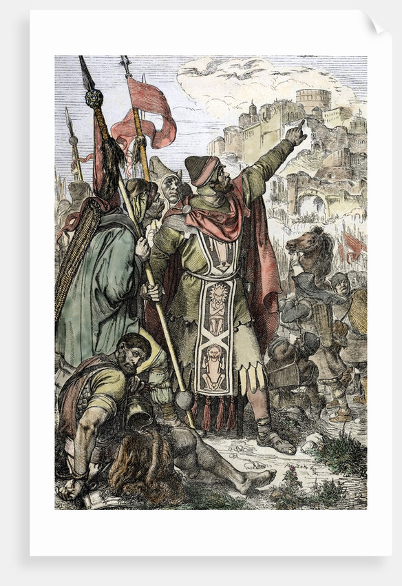 Attila shows to his soldiers the city of Aquileia before the destruction 452 by Anonymous