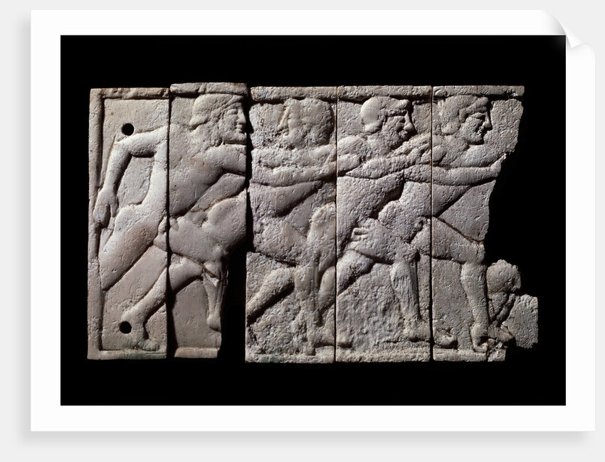 Ivory plaque with relief depicting athletes racing by Anonymous