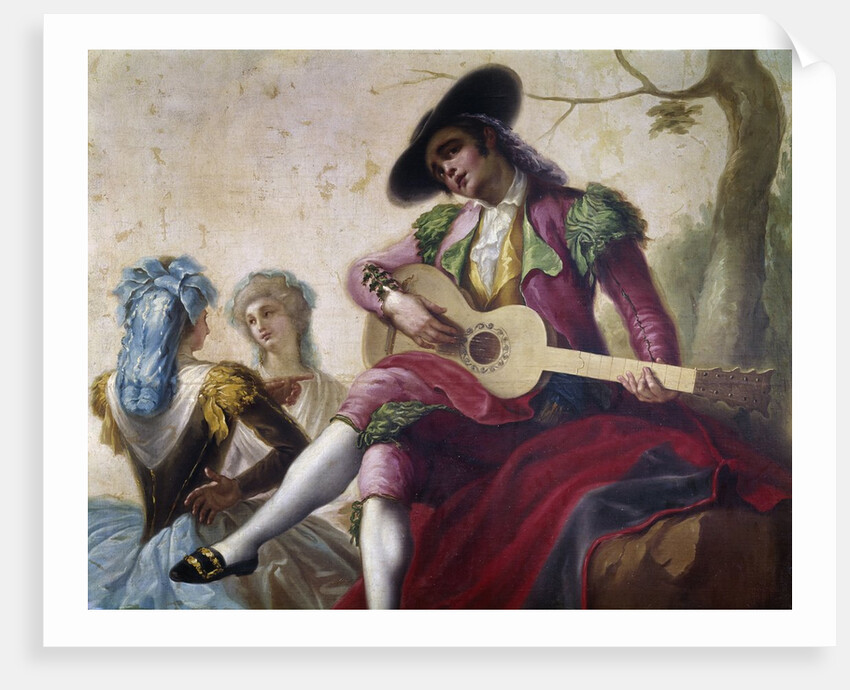 A majo with a guitar by Ramon Bayeu