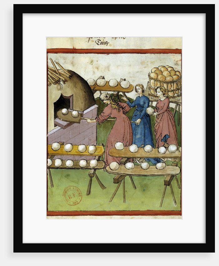 Female bakers making bread - 14th cent. Illumination by Anonymous