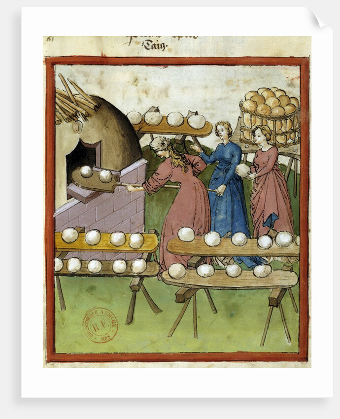 Female bakers making bread - 14th cent. Illumination by Anonymous