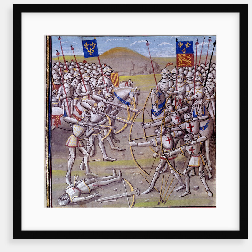 The Battle of Crecy, 1346 - 14th century illumination by Anonymous