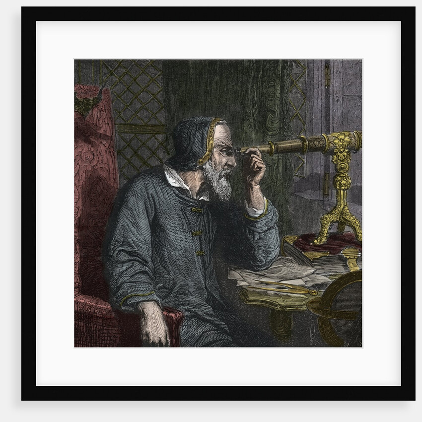 Galileo Galilei and his Telescope - engraving 1864 by Anonymous