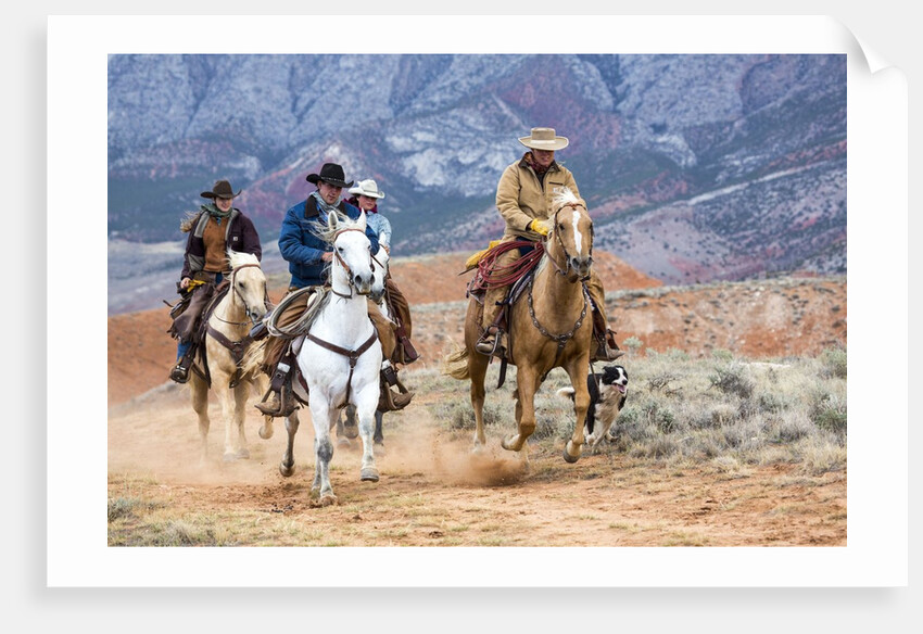 Cowgirl & Cowboy at Full Gallop by Anonymous