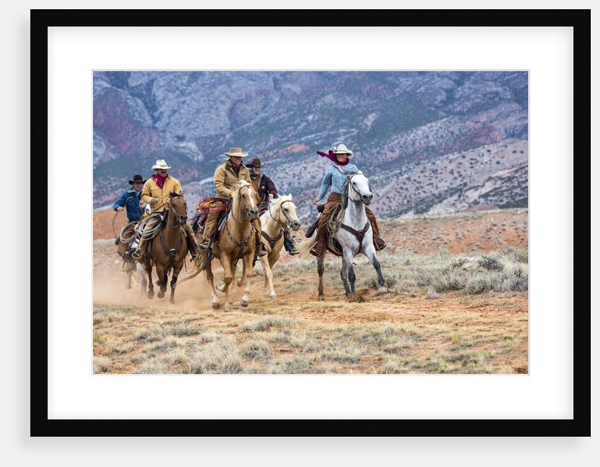 Cowgirl & Cowboy at Full Gallop by Anonymous