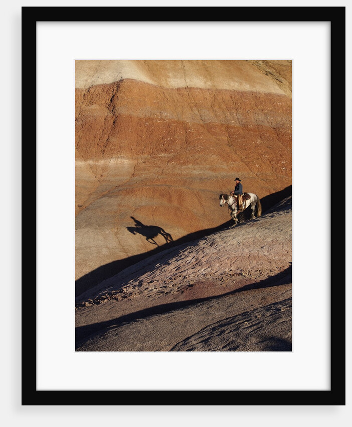 Rider with Shadow coming down Hill in Painted Desert by Anonymous