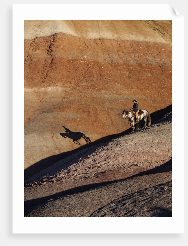 Rider with Shadow coming down Hill in Painted Desert by Anonymous