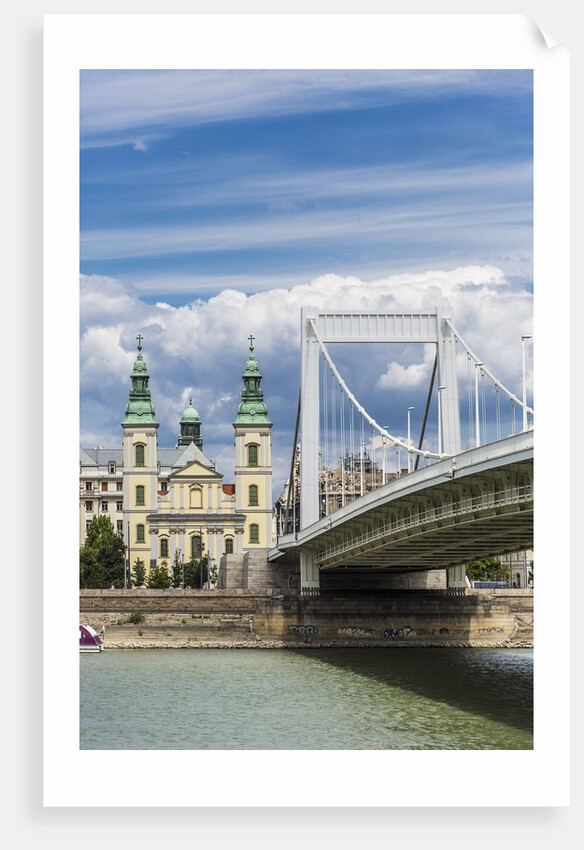 The Elisabeth Bridge, the Inner-City Parish Church (Belvarosi Plebania Templom) and the river Danube by Anonymous