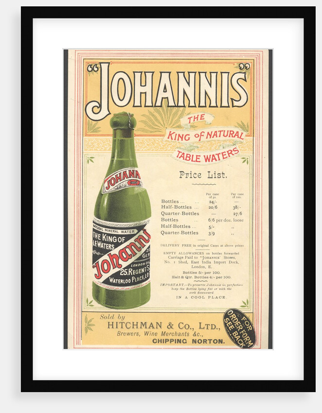 Johannis Mineral water, 1890s. by Anonymous