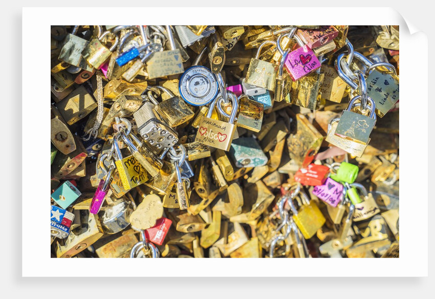 Love locks at Pont de l'Archeveche, near Notre Dame Cathedral by Anonymous