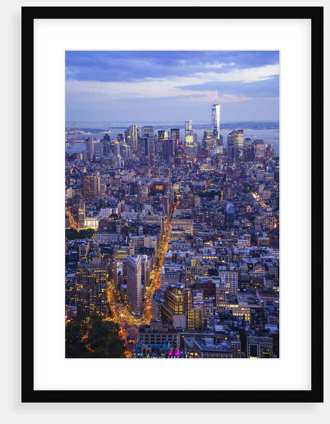 Manhattan skyline from above at sunset, New York City by Anonymous