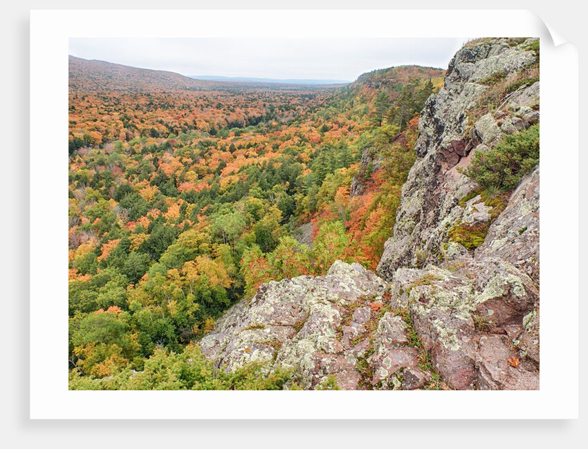 A view from summit peak of Lake of the Clouds looking into the Big Carp River Valley in autumn at Po by Anonymous