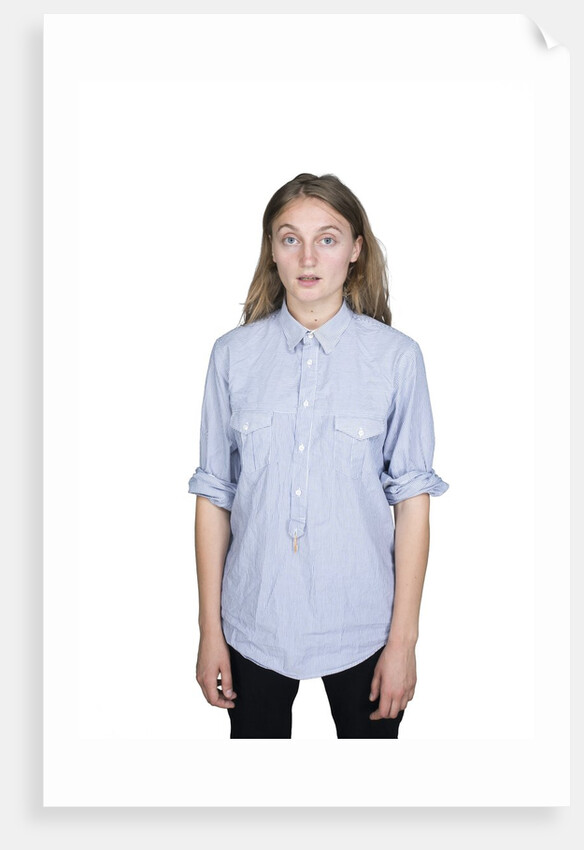 Portrait of teenage girl (16-17) on white background by Anonymous