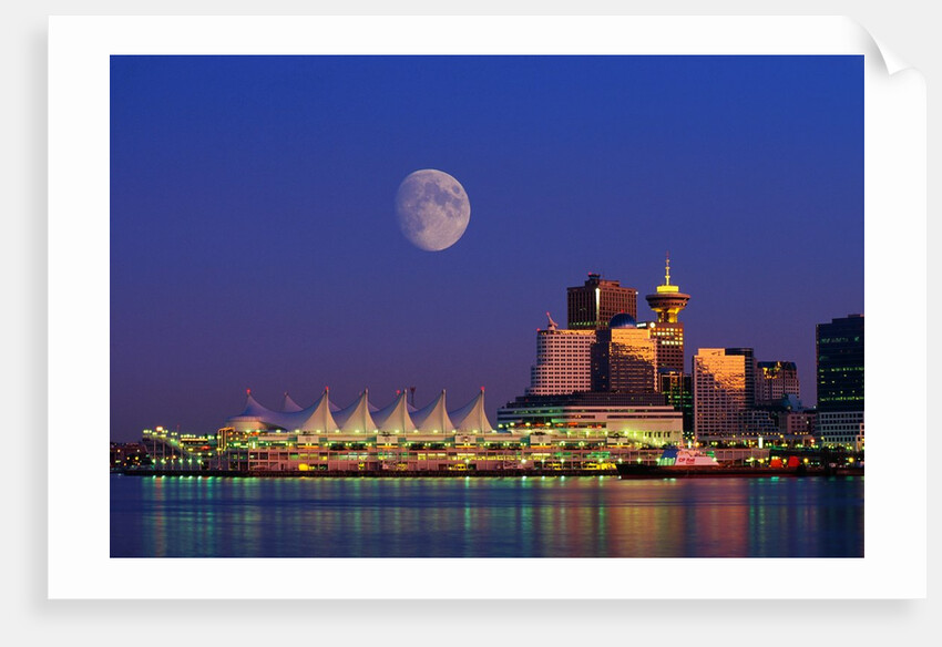Moon Over Vancouver and Coal Harbor by Anonymous
