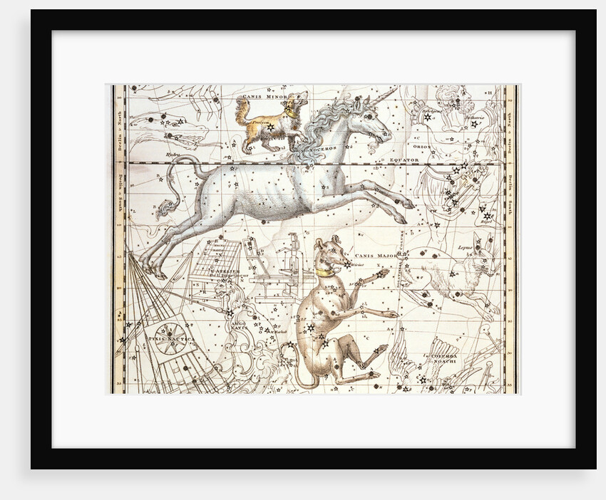 Constellations of Monoceros the Unicorn, Canis Major and Minor from A Celestial Atlas by Alexander Jamieson