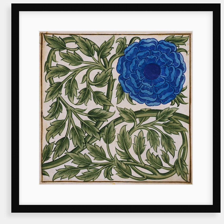 Blue Flower Watercolor Tile Design by William de Morgan