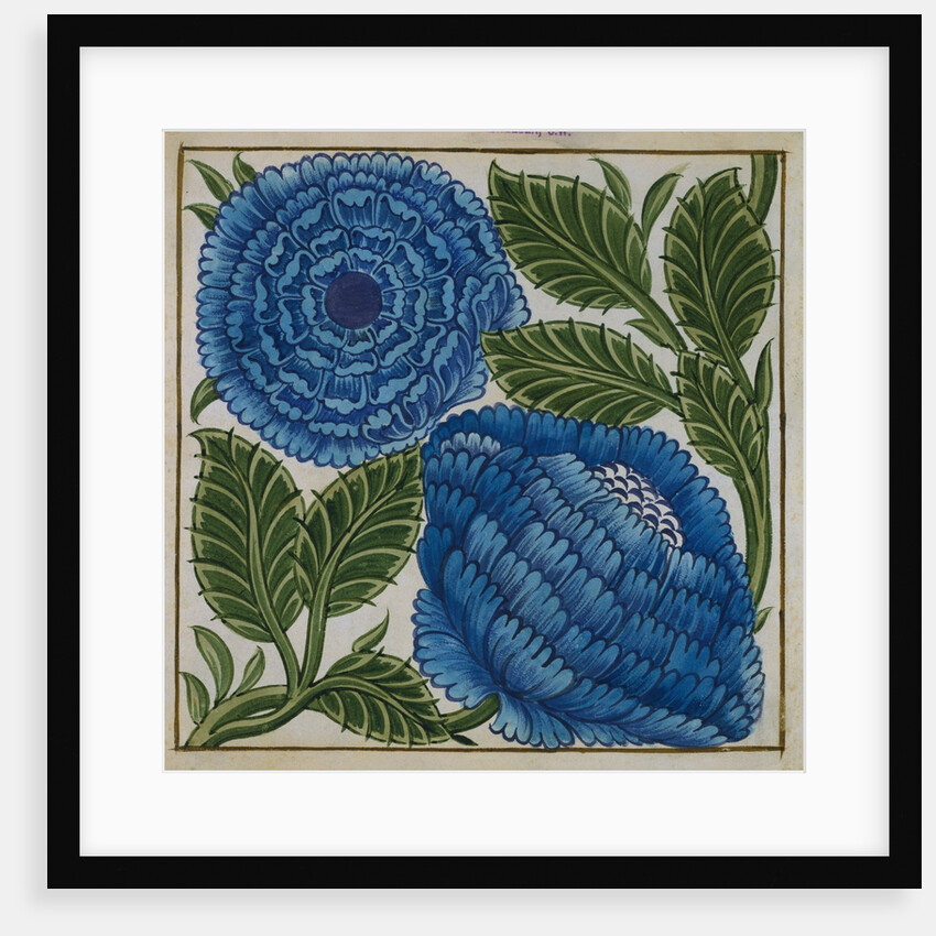Large Blue Flower Watercolor Tile Design by William de Morgan