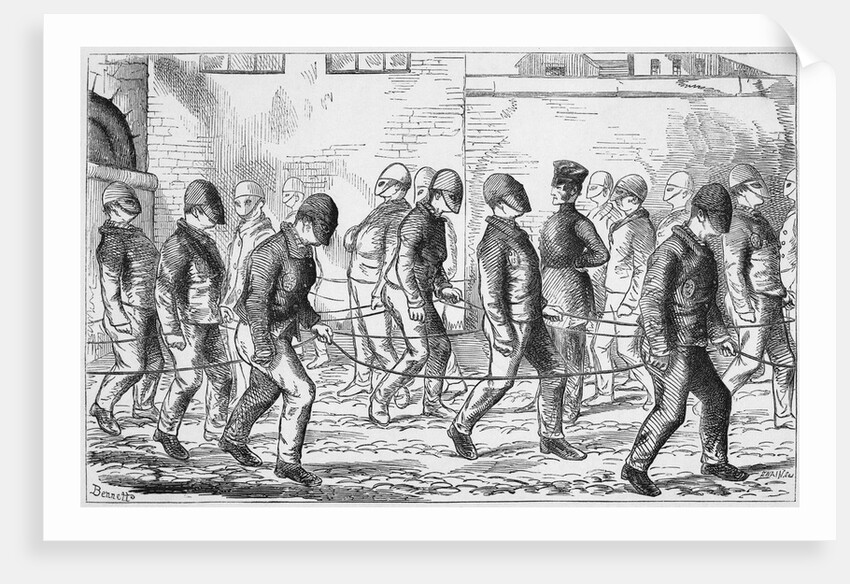 Engraving Depicting Convicts Exercising in Pentonville Prison by Anonymous