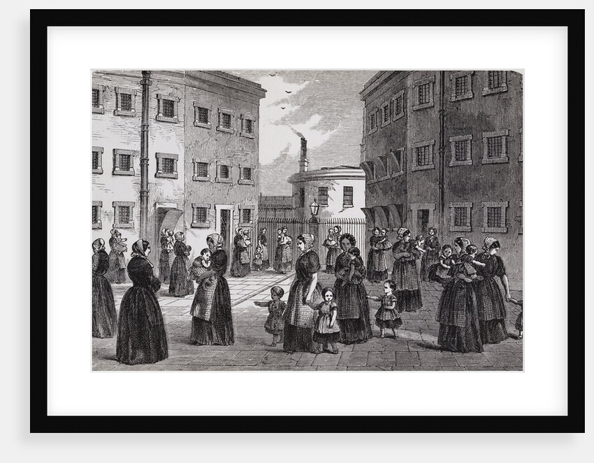 Engraving Depicting Mothers, with Their Children, Exercising at Tothill Fields Prison by Anonymous