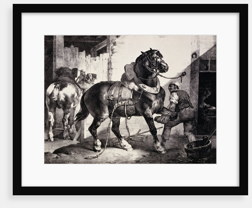 Farrier at Work Lithograph from Etudes de Cheveaux by Theodore Gericault