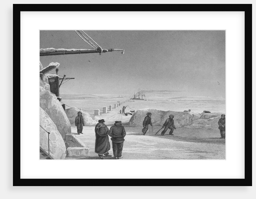 Illustration of Parry's Men Playing Cricket on Pack Ice by Edward Finden