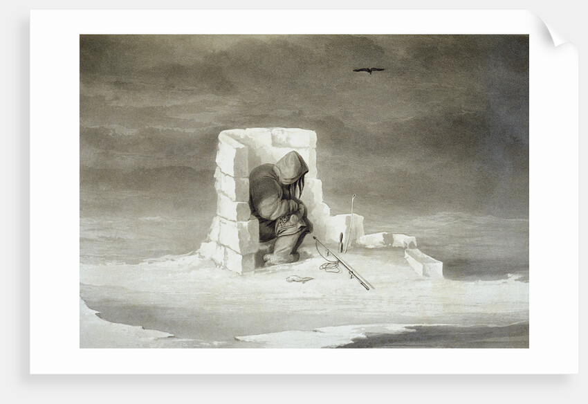 An Eskimo Watching a Seal Hole by Edward Finden