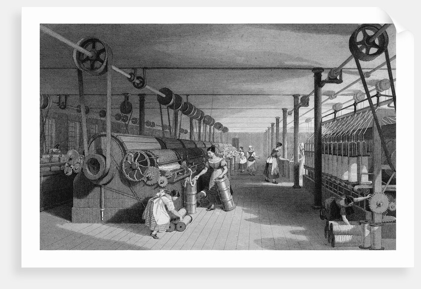 Print Depicting Workers at a Textile Factory by Anonymous