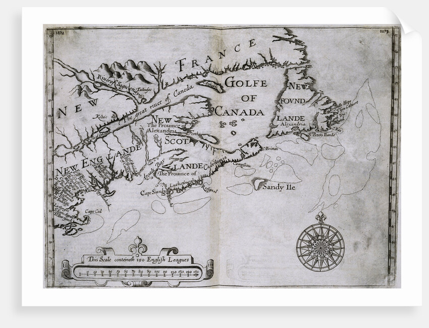 Early 17th-Century Map of the North American Coast from Cape Cod to Newfoundland by Anonymous